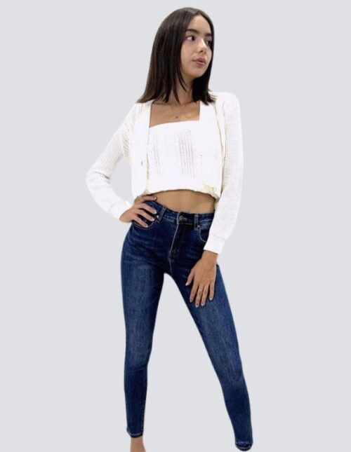Pantalon skinny high rise mezclilla azul - Imagen 2