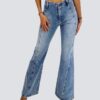 Jeans high rise corte recto mezclilla azul