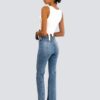 Jeans high rise corte recto mezclilla azul - Imagen 2