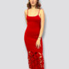 Vestido knit rojo corte diamante - Imagen 2