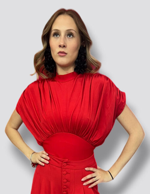 Top bandage y satin rojo - Imagen 2