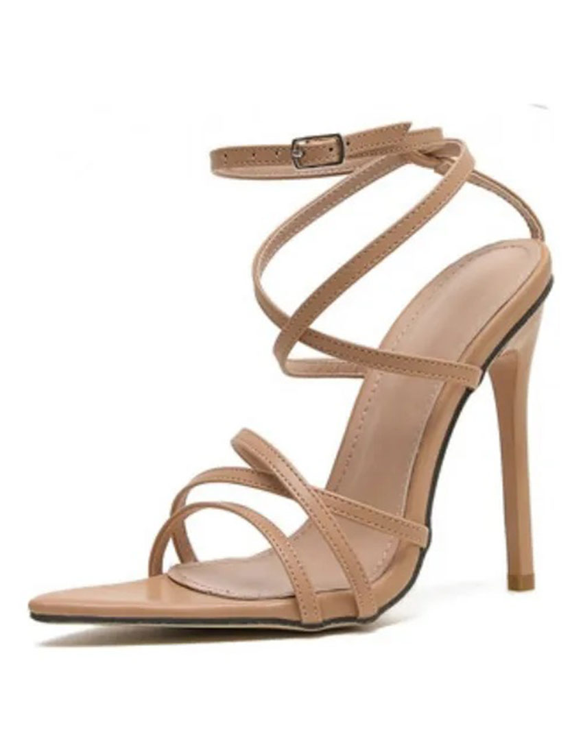 Sandalia de tiras, color beige