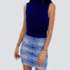 Mini falda tejido de punto estampado rombos color azul rey