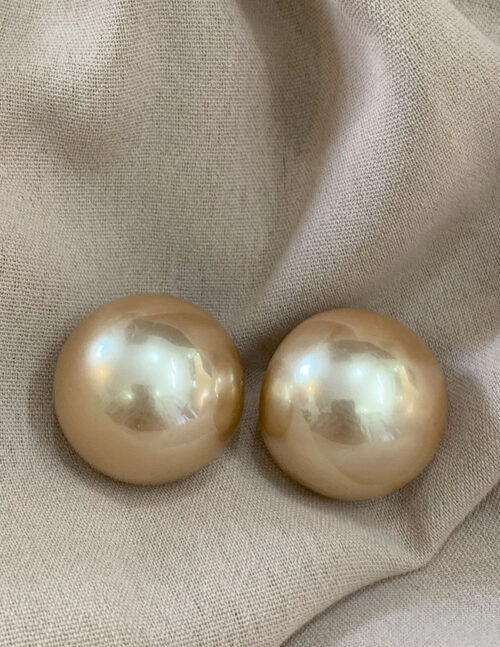 Aretes clásicos, media luna con perla de imitación color beige
