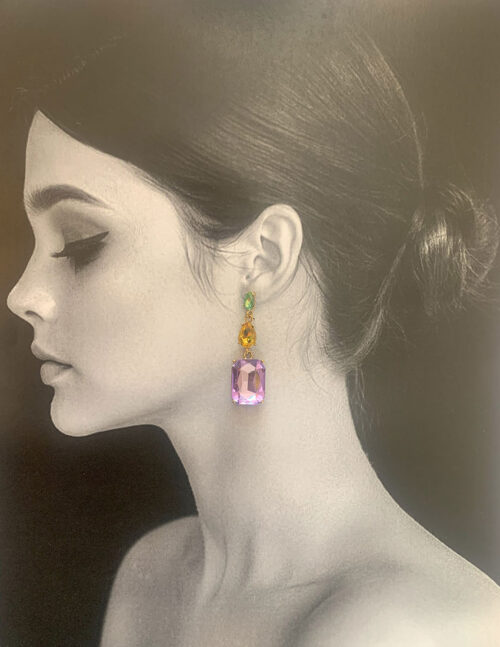 Aretes colgantes, imitación diamante de color