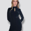 Vestido corto, velvet negro, manga larga, ajustado al cuerpo
