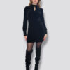 Vestido corto, velvet negro, manga larga, ajustado al cuerpo - Imagen 2