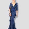 Vestido azul marino con diseño de olanes - Imagen 2