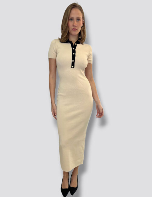 Vestido ajustado al cuerpo, cuello tipo polo varios colores