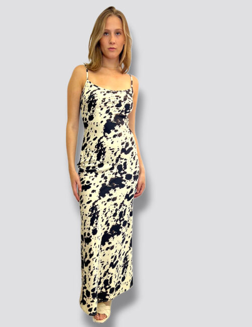 Vestido de satin estampado vaca