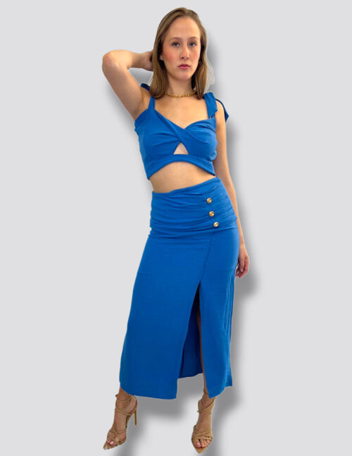 Set top y falda recta color royal blue