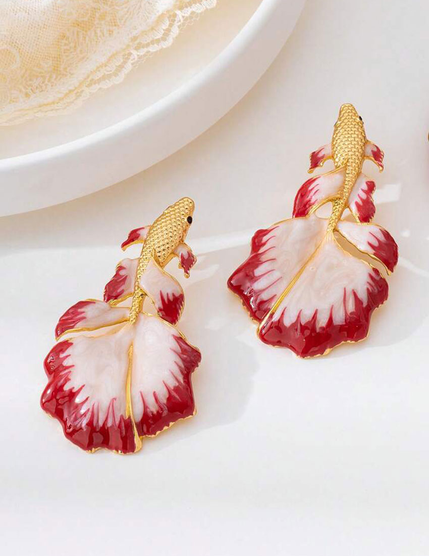Aretes diseño peces koi rojos