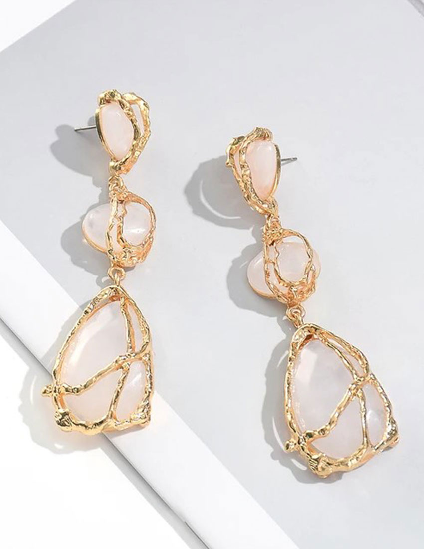 Aretes colgantes largos diseño de gota geometricos