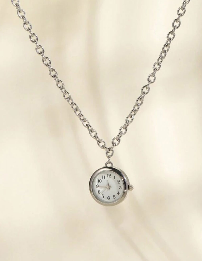 Cadena plata con dije de reloj