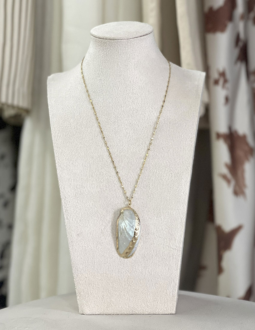 Cadena  con dije concha de abulon con filo dorado