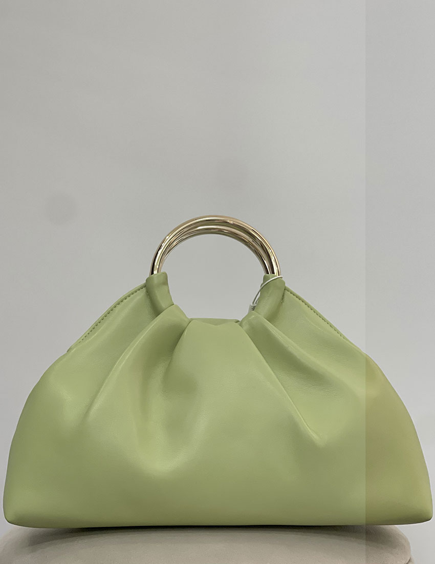 Bolso nube verde limon con asa de metal