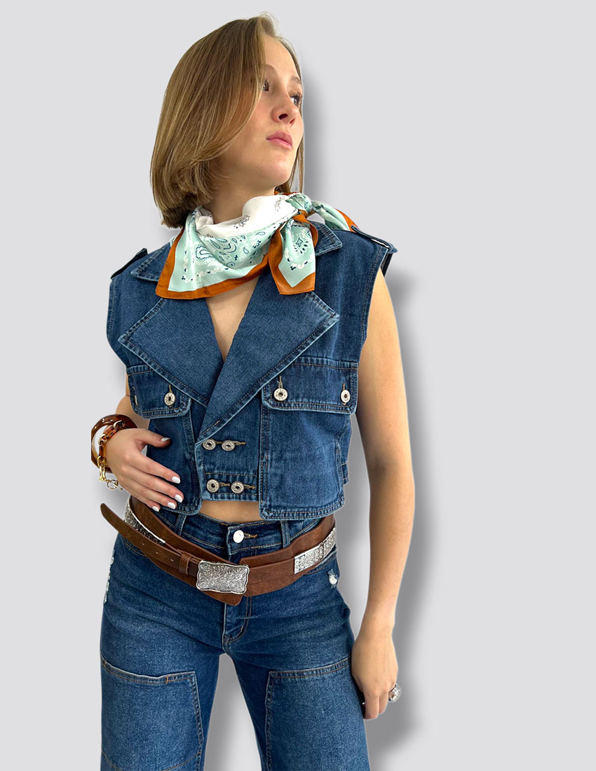 Chaleco denim corte over size