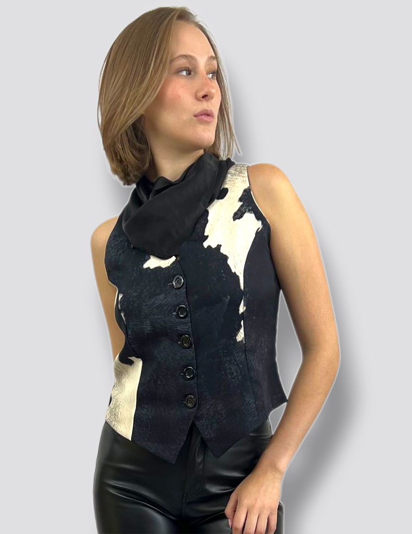 Chaleco tipo sastre cow print