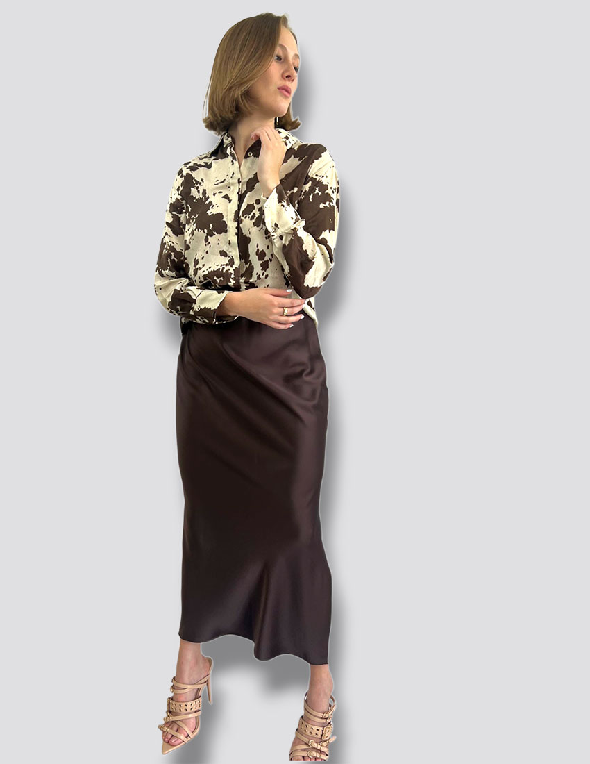 Camisa se satin print cow