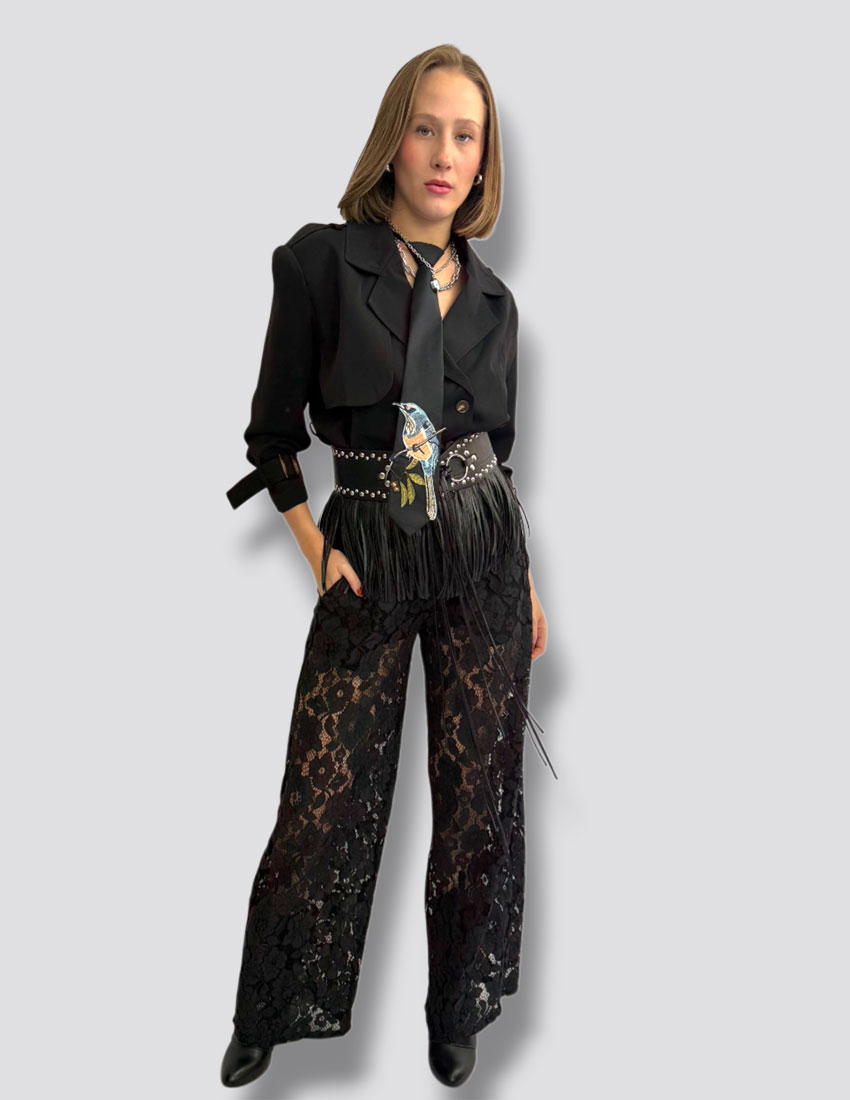 Pantalon encaje color negro