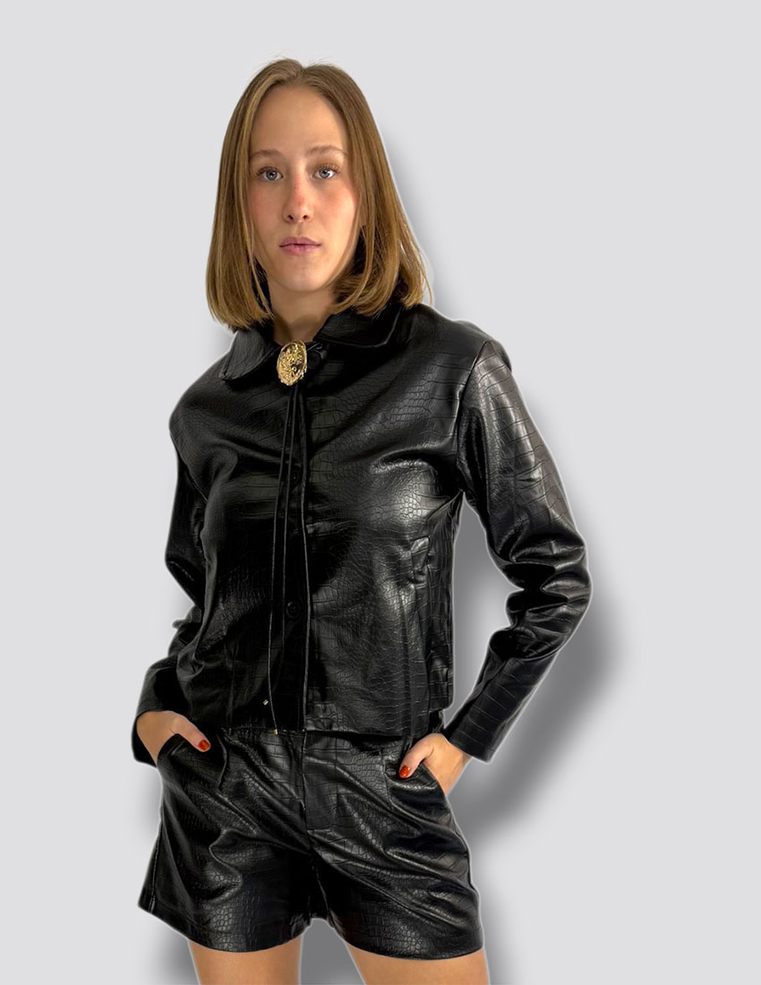 Chamarra vinipiel efecto cocodrilo varios colores