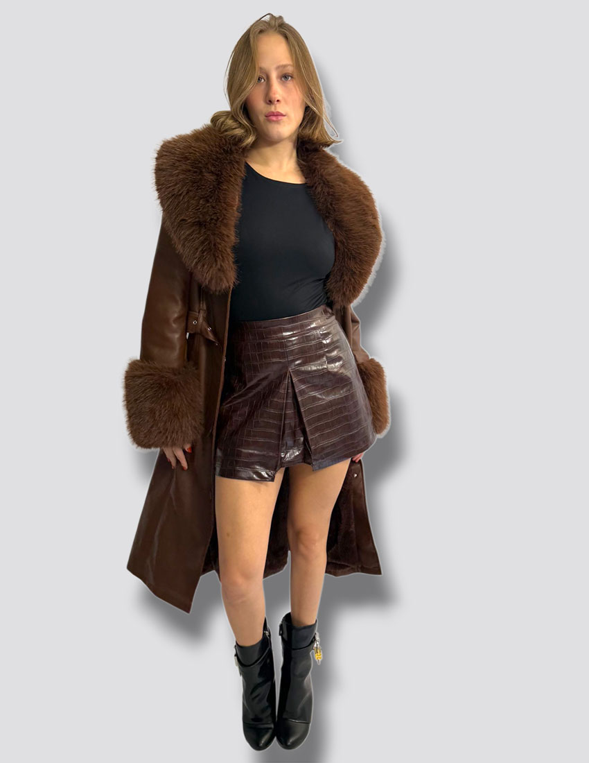 Minifalda vinipiel efecto piel de cocodrilo