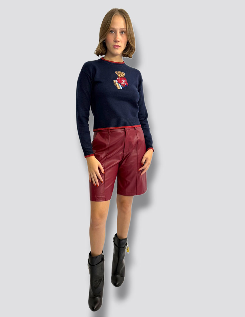 Bermuda vinipiel color burdeos