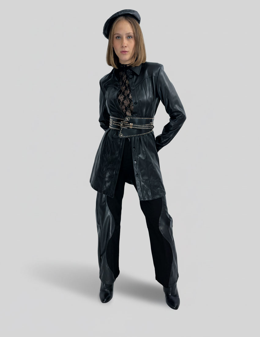 Jeans diseño ondas en vinipiel