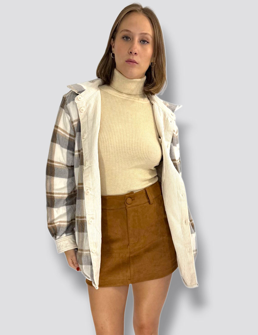 Minifalda en suede color camel