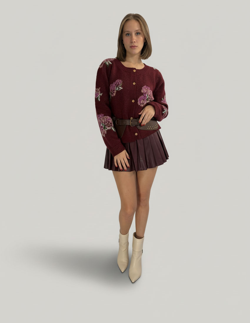 Minifalda tablones color burgundy