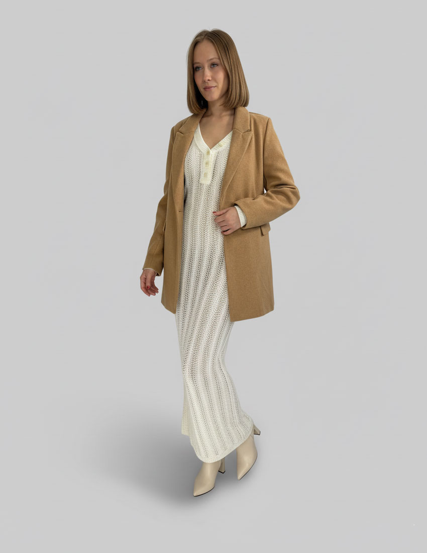 Vestido largo  crochet, color hueso