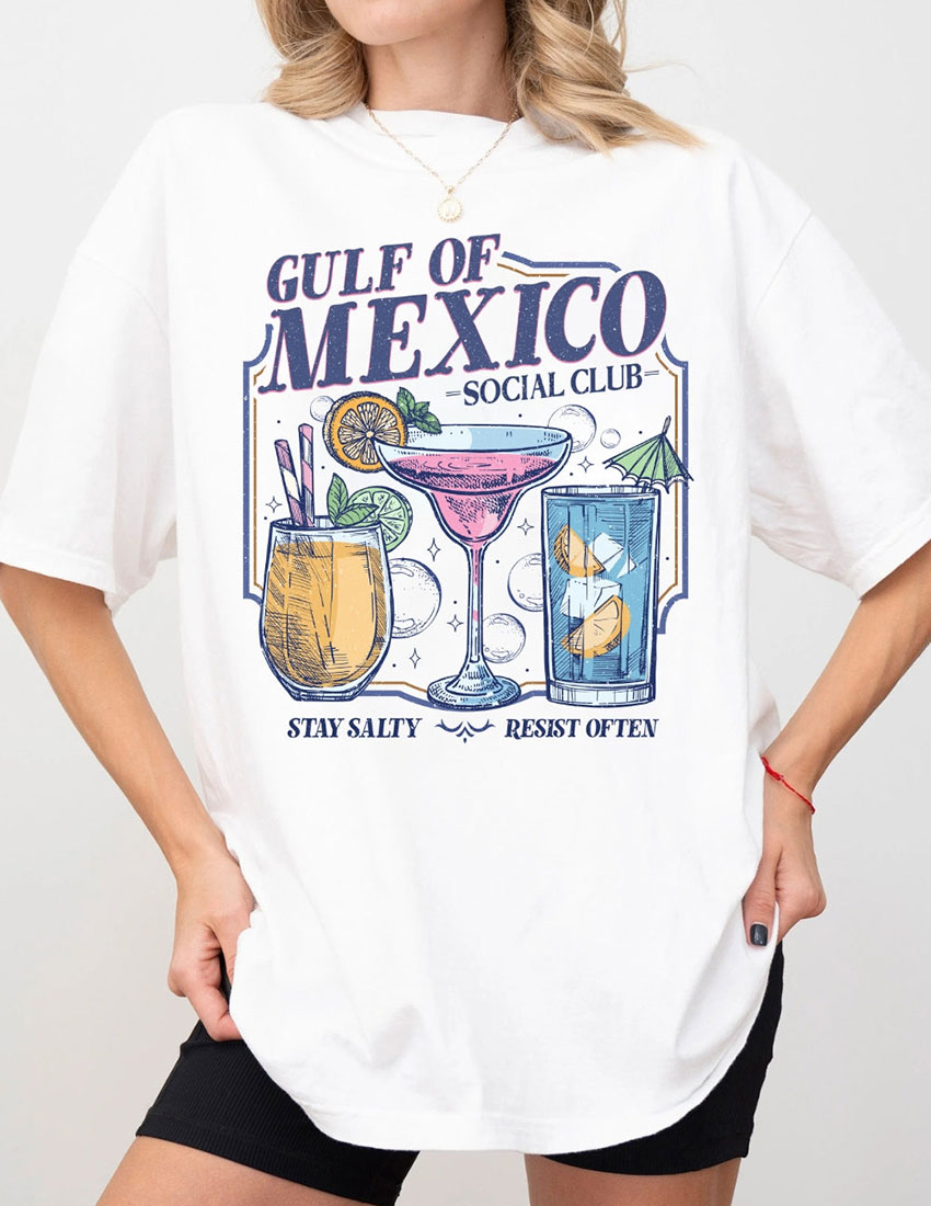 Playera de algodon over size gulf of mexico