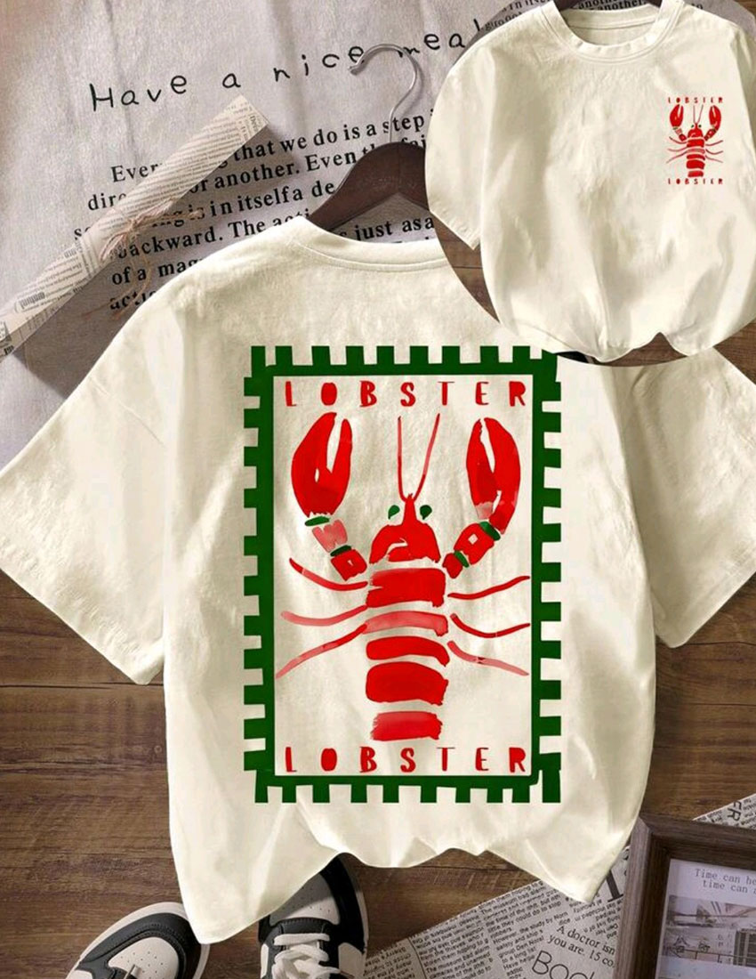 Playera de algodon over size lobster