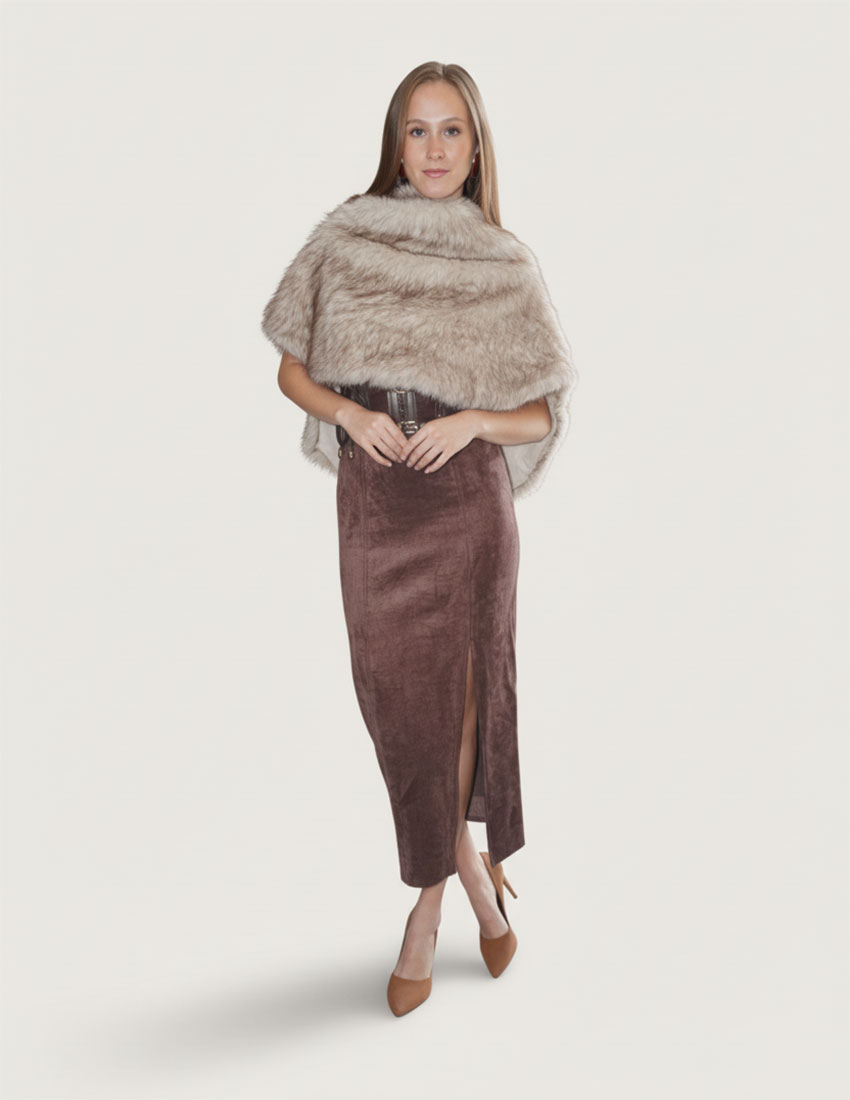 Estola corta peluche color beige