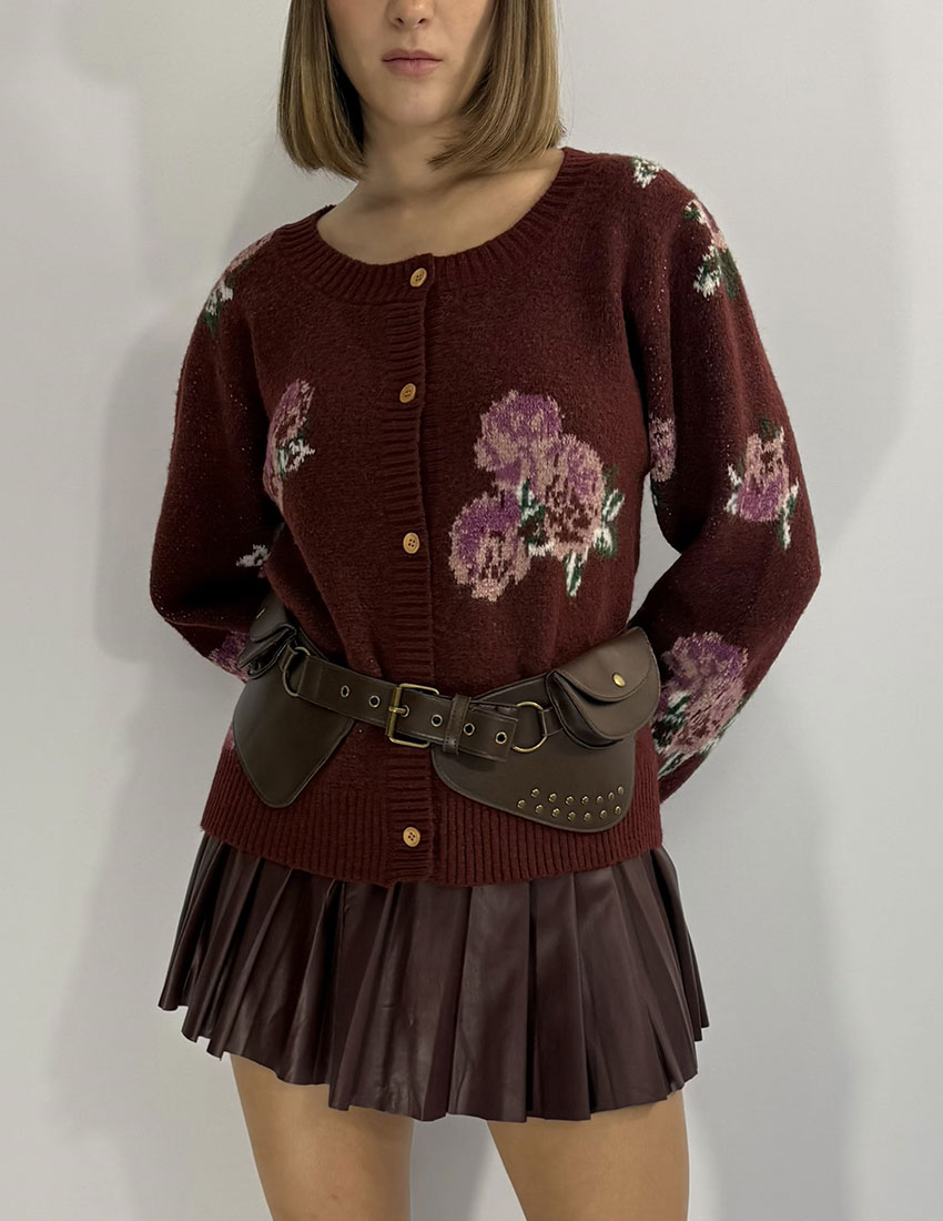 Cinto vintage, con riñonera en costados color burgundy