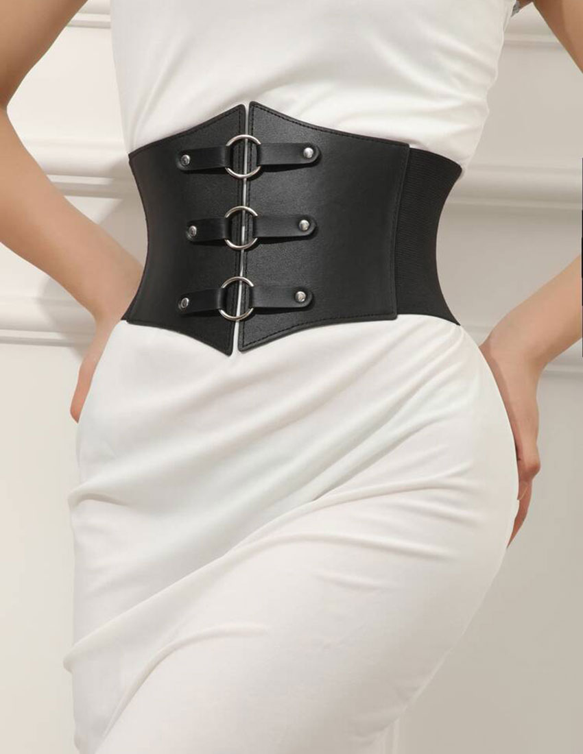 Cinturón tipo corsette, estilo gótico con aros color negro