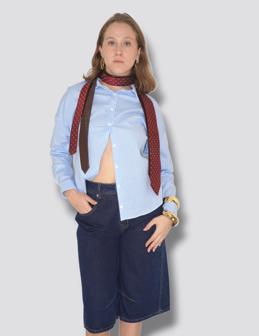 Bermuda over size, denim azul oscuro