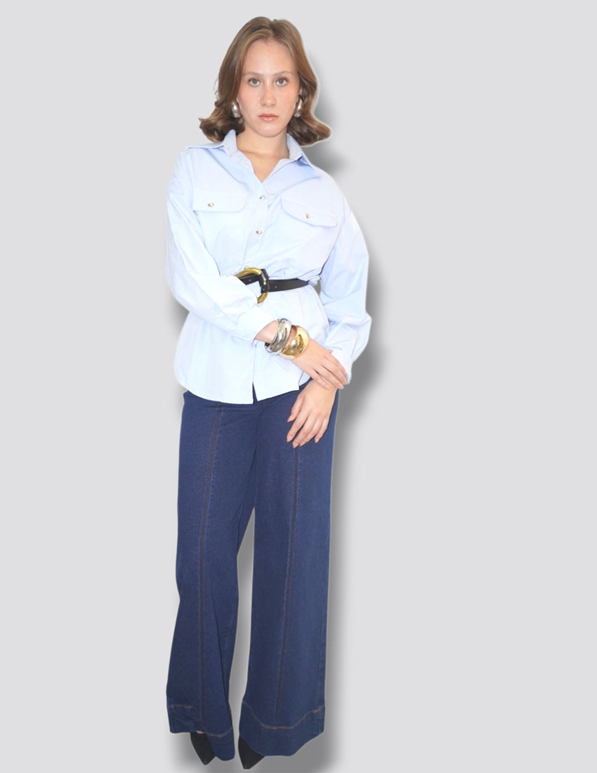 Camisa over size baby blue
