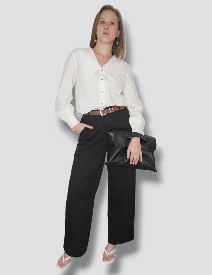 Blusa blanca, lino, diseño cuello xl