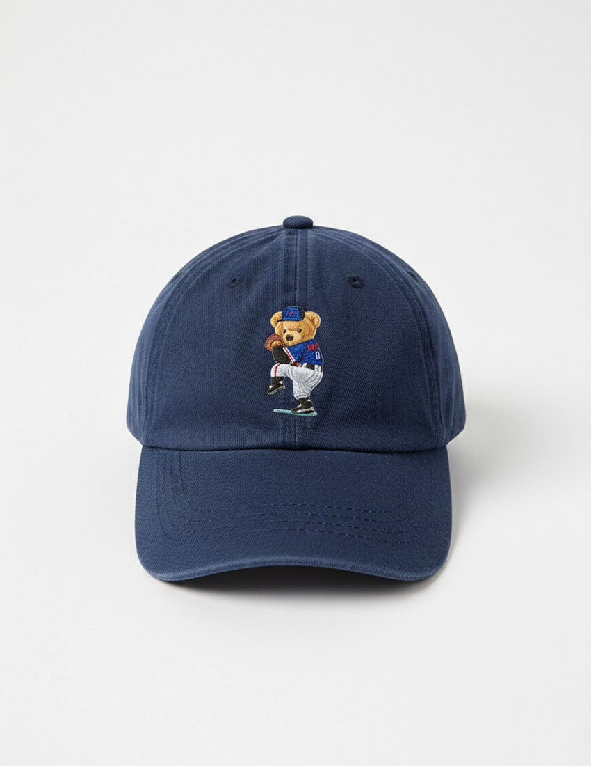 Cachucha denim índigo con diseño de teddy