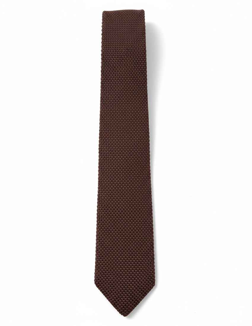 Corbata tejido de punto color marron